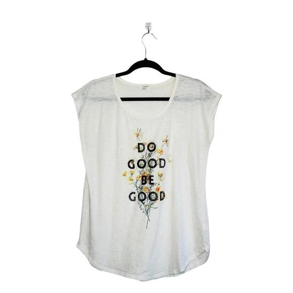 Maurices Ivory White Do Good Be Good Sunflower Graphic Tee Small Women’s - Picture 1 of 11